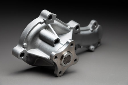 New cooling pump for internal combustion engine of a passenger car on a gray background