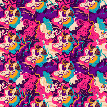 Creative abstract backdrop with unique hand drawn pattern. Psychedelic artworkのイラスト素材