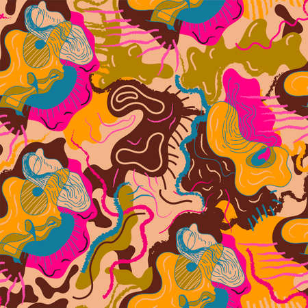 Creative abstract backdrop with unique hand drawn pattern. Psychedelic artworkのイラスト素材