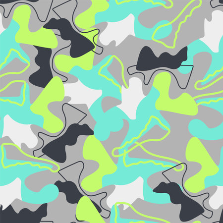 Abstract seamless backdrop with hand drawn chaotic shapes and linesのイラスト素材