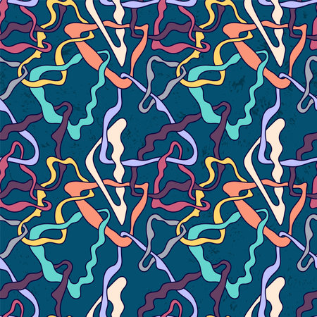 Modern seamless creative pattern with wave hand drawn colorful shapesのイラスト素材