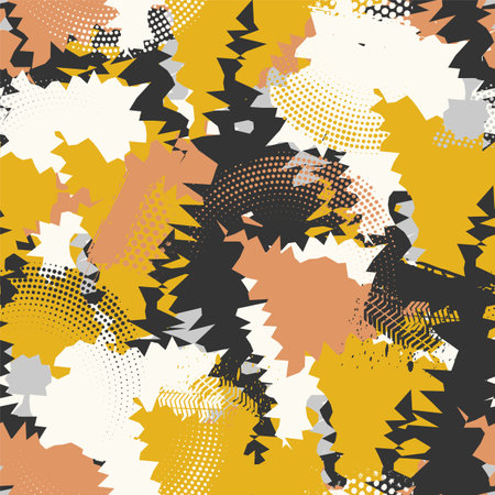 Seamless urban pattern with triangle curved geometry elements and grunge spotsのイラスト素材