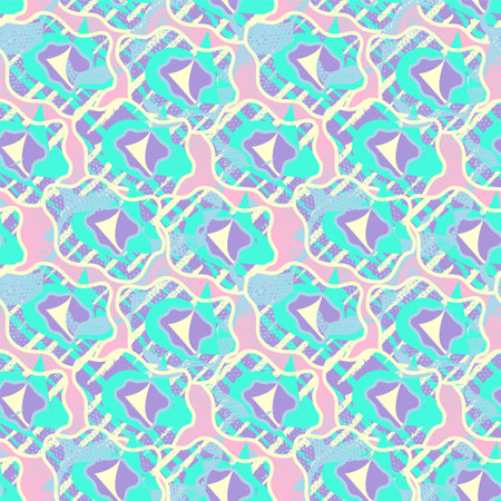 Seamless abstract unusual pattern with hand drawn unique shapesのイラスト素材