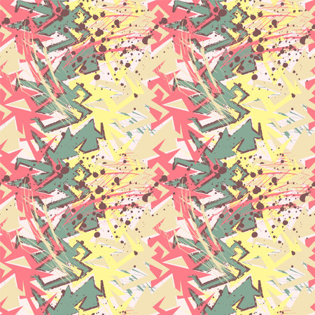 Vector abstract seamless pattern with curved geometry elements, grunge spots.のイラスト素材