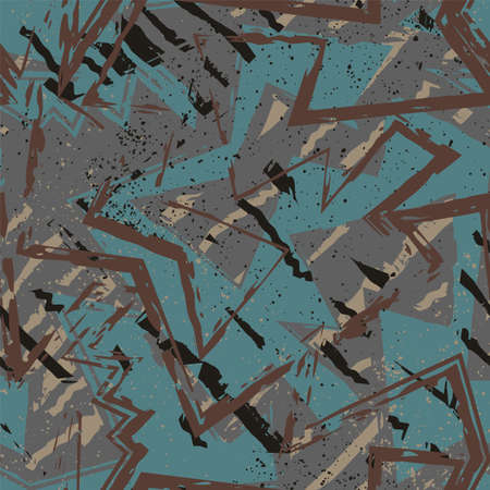 Seamless abstract urban pattern with curved geometry elementsand grunge curved linesのイラスト素材