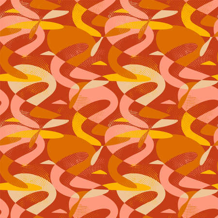 Urban abstract seamless pattern with chaotic shapes and dots