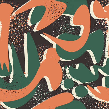 Seamless abstract pattern with wave vector shapes for prints, texture, textileのイラスト素材