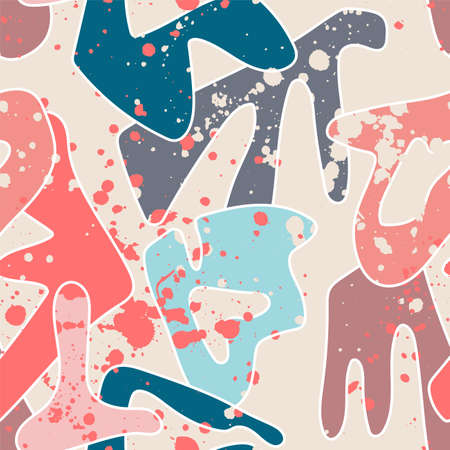 Abstract urvab seamless pattern with creative vector ornaments for textile, texture, printsのイラスト素材