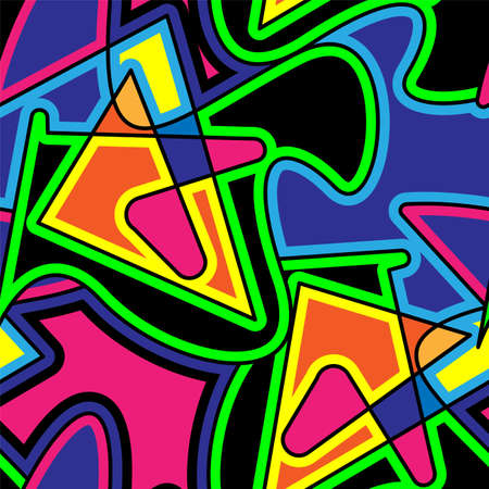 Urban seamless pattern with abstract colorful wave shapesのイラスト素材