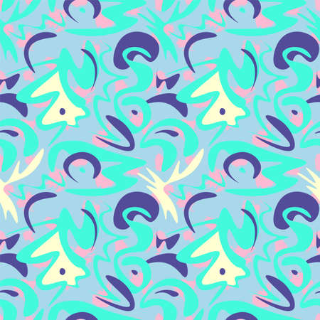 Seamless abstract artwork with wave vector shapes patternのイラスト素材