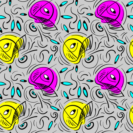 Abstract colorful unusual hand drawn seamless patternのイラスト素材