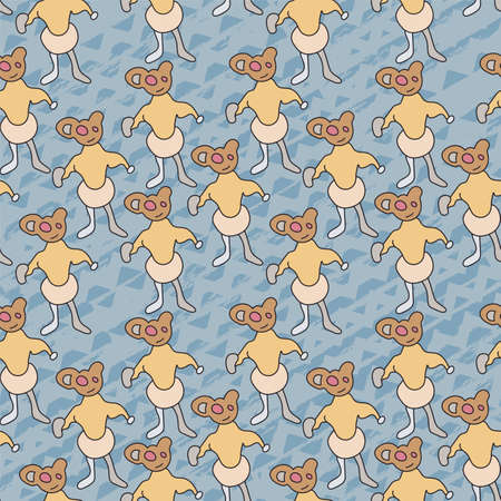 Seamless pattern with unusual hand drawn charactersのイラスト素材