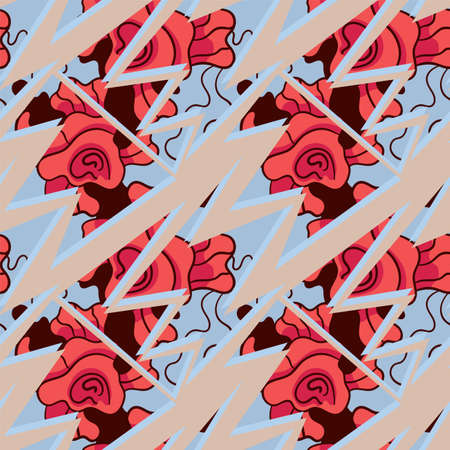 Abstract nature seamless pattern with repeat hand drawn floral elementsのイラスト素材