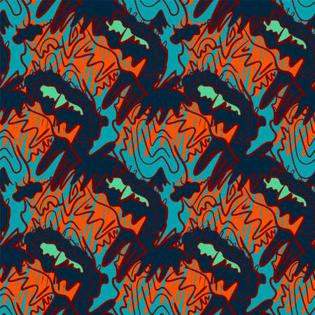 Unusual seamless abstract hand drawn pattern for print, cloth, textile, textureのイラスト素材