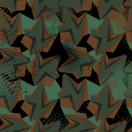 Abstract geometry seamless pattern wuth chaotic curved elementsのイラスト素材