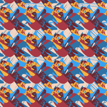 Abstract seamless colorful pattrn with wave shapes and dots