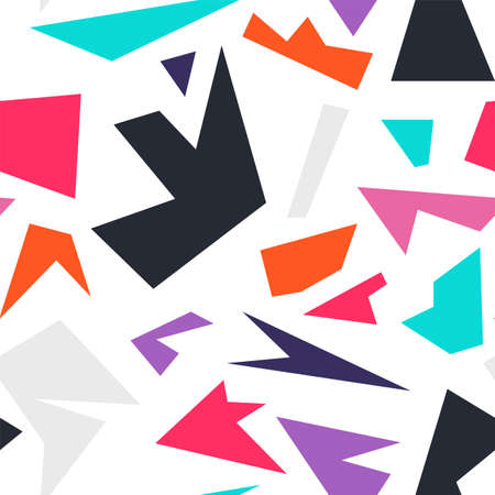 Seamless abstract colorful pattern with curved chaotic geometry elementsのイラスト素材