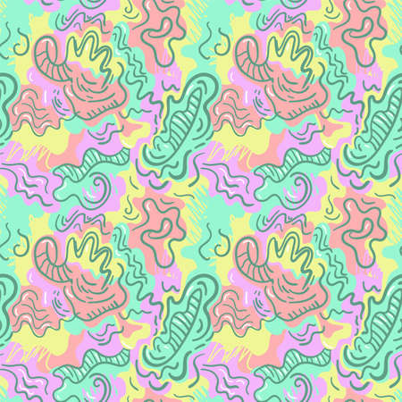 Seamless unusual abstract artwork with colorful hand drawn patternのイラスト素材