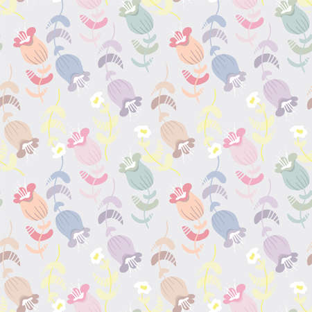 Sealess nature pattern with cute chaotic flowers for print, textile and other your creative ideasのイラスト素材