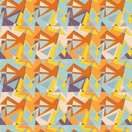 Seamless artwork with curved abstract triangle lines for prints, fabric, textile, textureのイラスト素材