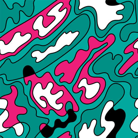 Seamless abstract hand drawn wave shapes in unique patternのイラスト素材