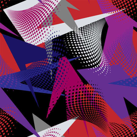 Urban seamless abstract pattern with chaotic curved triangle elementsのイラスト素材