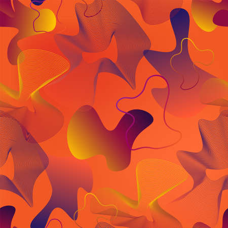 Gradient seamless shapes and lines pattern. Unique background for print, wrapping, textile, texture