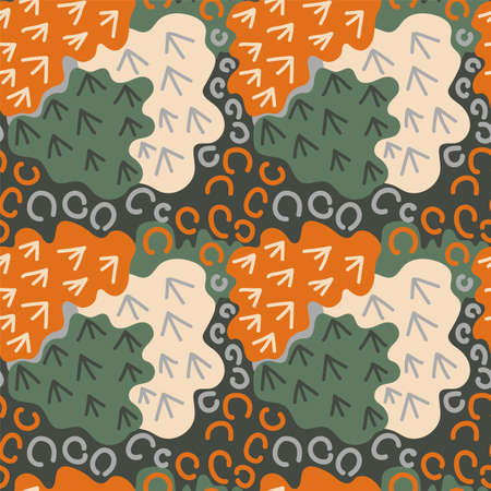 Seamless abstract colorful pattern with wave spots, line circles