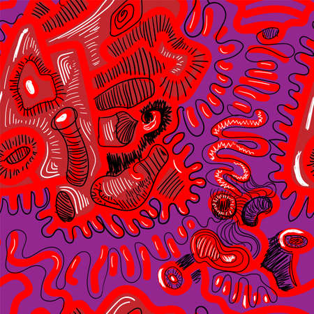 Seamless abstract unique artwork with hand drawn psychedelic patternのイラスト素材