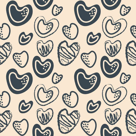 Seamless hand drawn pattern with cute hearts