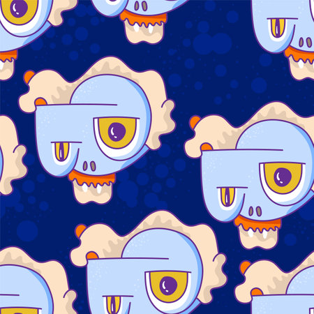 Seamless pattern with cute unique repeat creaturesのイラスト素材