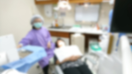 Abstracted blur of medical treatment at the dentist office backgroundの写真素材