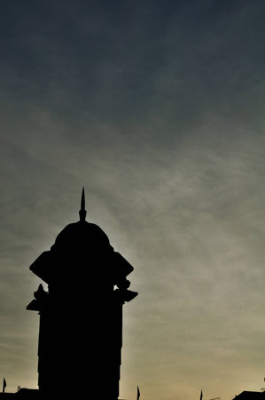 Clock tower on silhoutteの写真素材