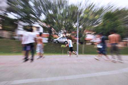 Group of boy playing  basketball with motion blur effectのeditorial素材