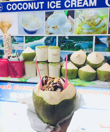 Coconut ice cream in Thailandの素材