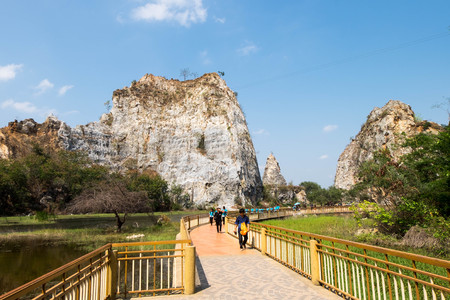 March 16, 2017 - Ratchaburi, Thailand: walkpath or corridors at Khao-Ngu mountain park, new tourist attraction.のeditorial素材