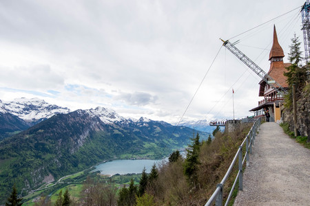 May 11, 2017 - Interlaken, Switzerland: View from aside of Harder Kulm and scenic point for travelers to visit.のeditorial素材