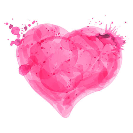 Watercolor heart on a white background. Valentine's day. love. Lovers' Holiday. Cute pink heart. isolated object. Splashes of watercolor paints. vector illustration.のイラスト素材