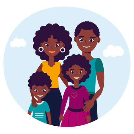 A happy African-American familyのイラスト素材