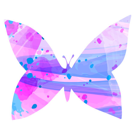 Magical bright butterfly on a white background. isolated object on a white background. purple and pink colors. vector illustration.のイラスト素材