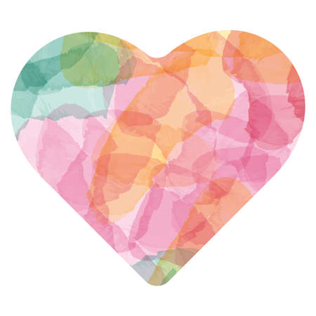 Vector watercolor heart on a white background. A diamond heart. valentine's day. Bright pastel colors. A symbol of love.のイラスト素材