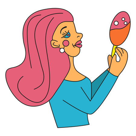 A woman eats ice cream. flat style. Pastel colors.Vector illustration. isolated object on a white background.のイラスト素材