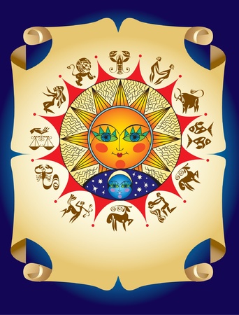 Horoscope symbols with sun and moonのイラスト素材