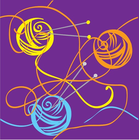 Seamless background with color knitting thread, clew and needleのイラスト素材