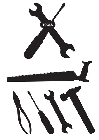 Set of old retro tools on white backgroundのイラスト素材