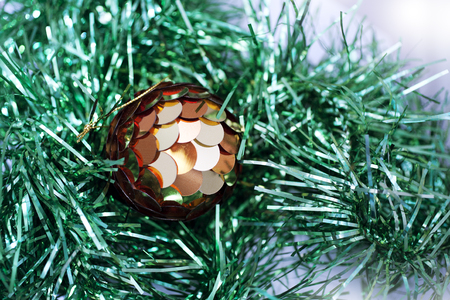 The Christmas and new-year decoration. Green and brownの写真素材