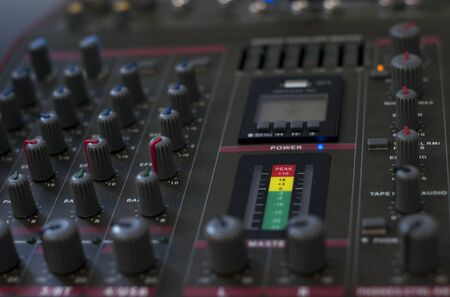 Audio amplifier panel fragment with buttonsの写真素材