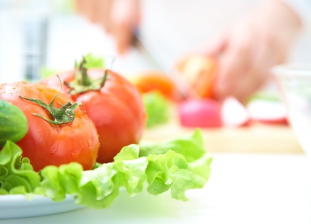 Close-up of salads with fresh vegetablesの写真素材