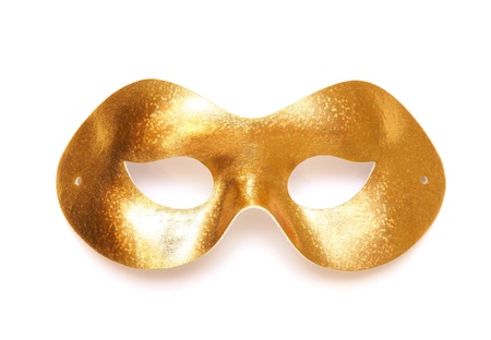 Gold carnival mask on a white backgroundの写真素材