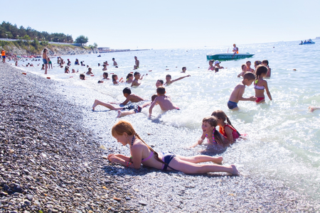 Summer vacation on the coast of the Black Sea resort of Gelendzhik. Russia, June 2015.のeditorial素材